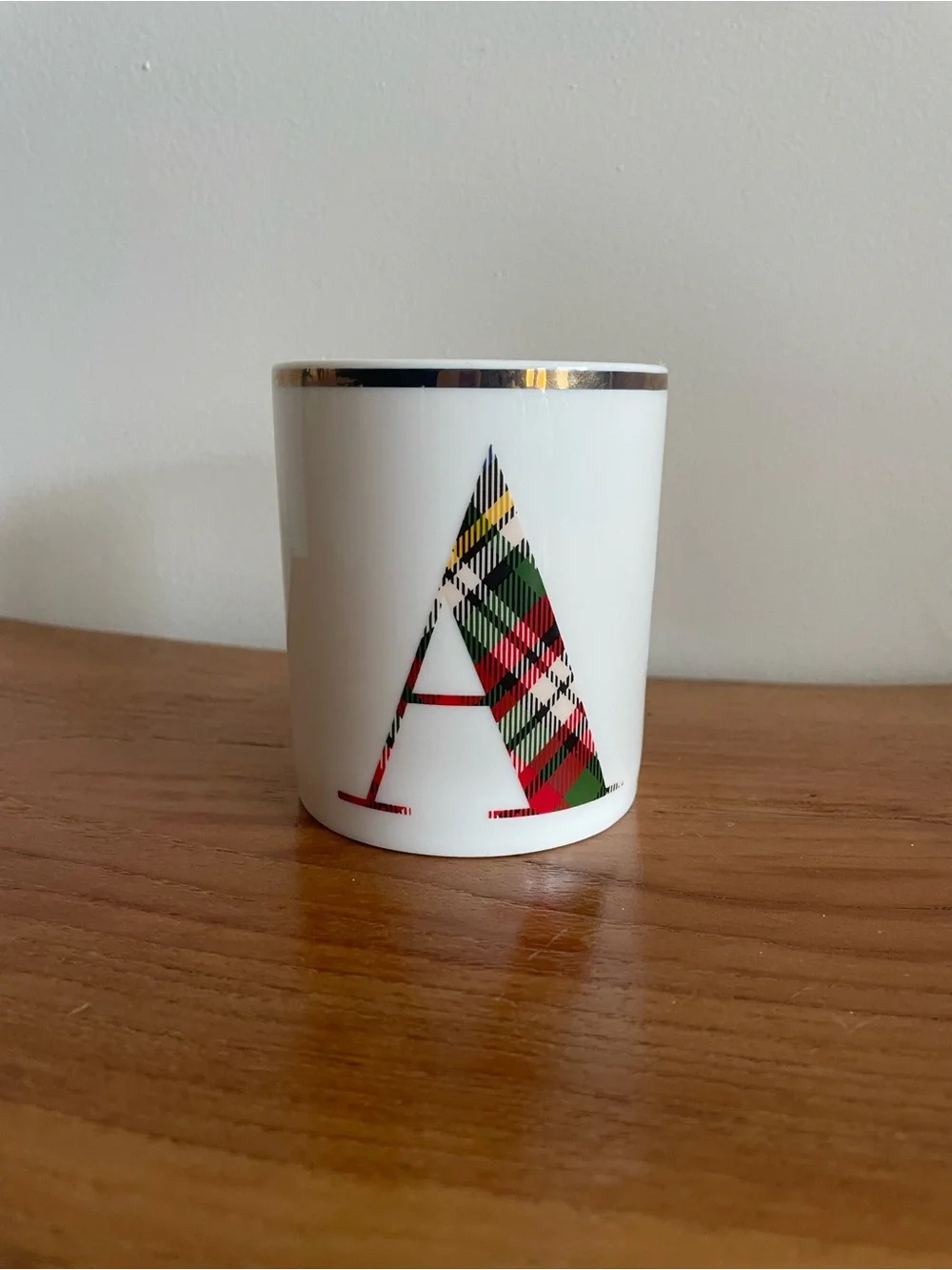 Stewart Plaid Alphabet Scented Candle - Winter Spruce Letter A